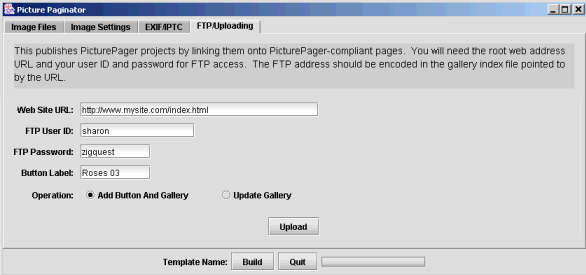 FTP data entry screen