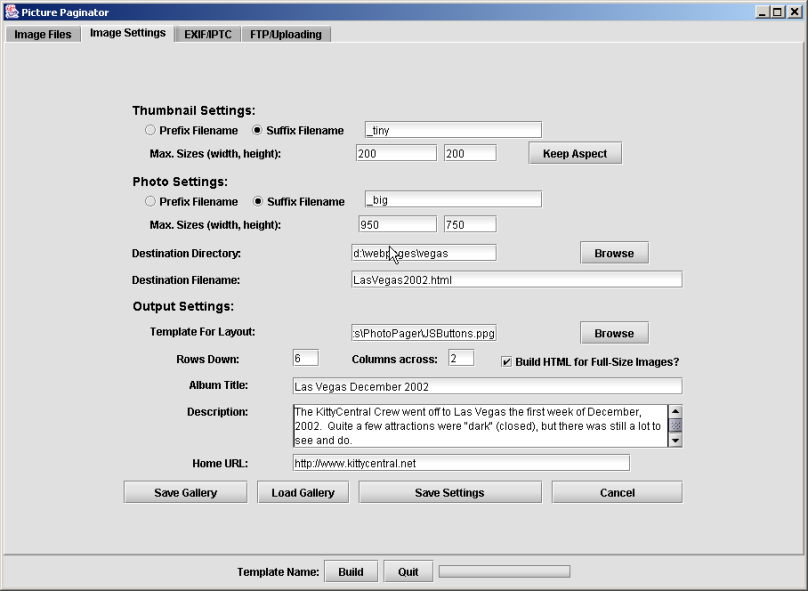 Configuring PicturePager, Settings tab